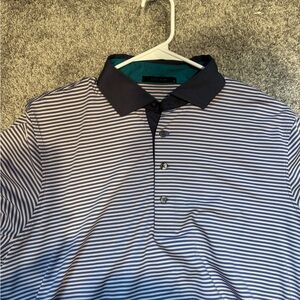 Greyson Men's Polo Shirt - Blue and Pink Stripes